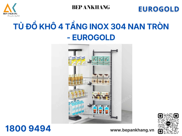 Tủ đồ khô 4 tầng inox 304 nan tròn EP80445 (EKT11445) – Eurogold